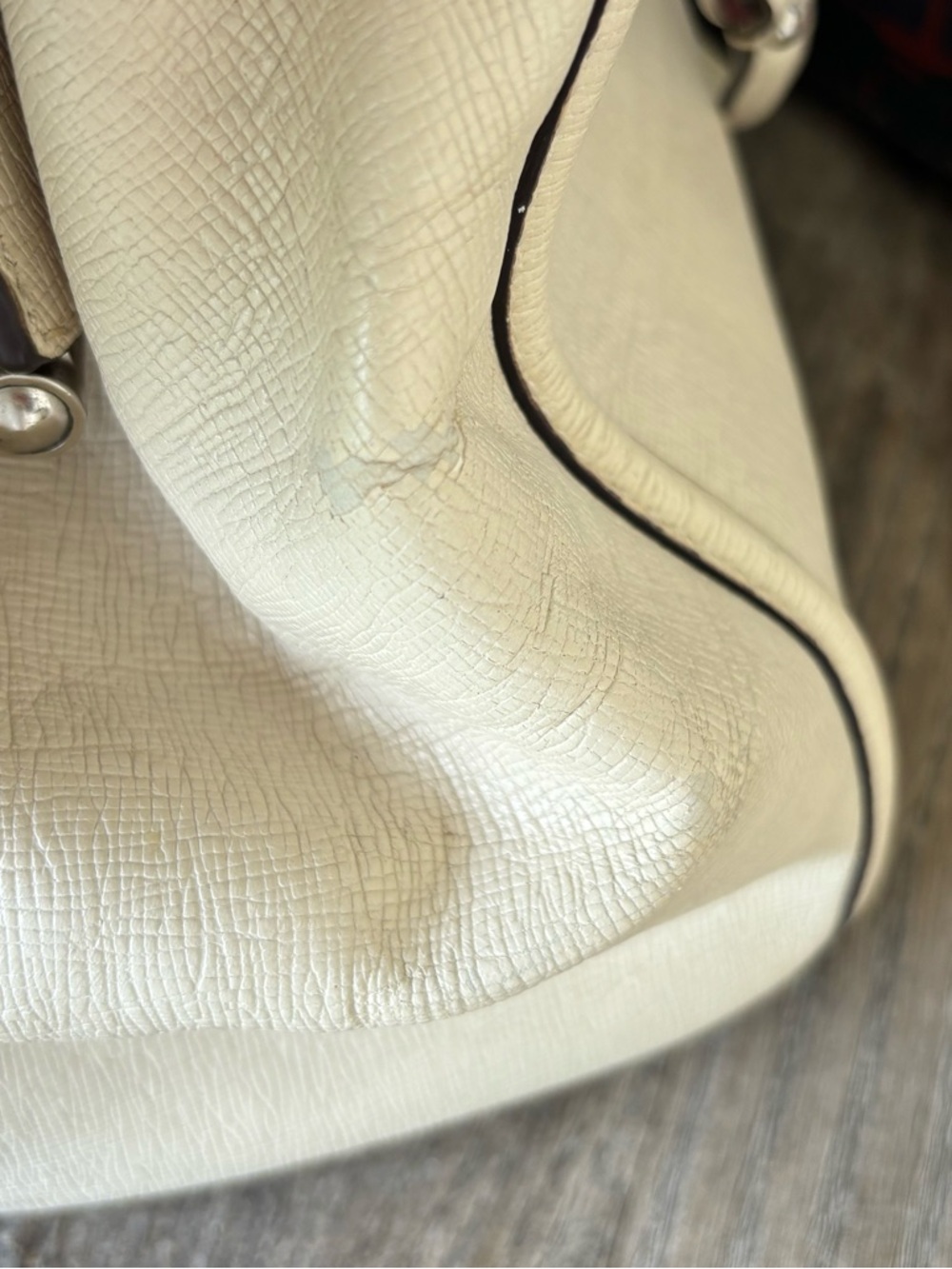 Coach Madison Caroline Satchel Cream Pebbled Leather Bag - Picture 10 of 12